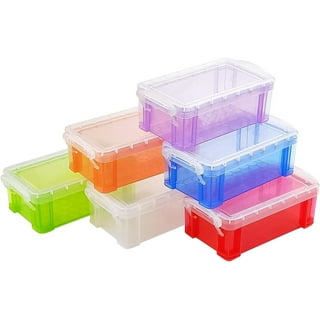 FLMOUTN 8Pcs Small Clear Storage Bin with Lid, Stackable Small Storage Bins  with Secure Latching Buckles, 0.91 Qt / 1 Liter Clear Storage Boxes for
