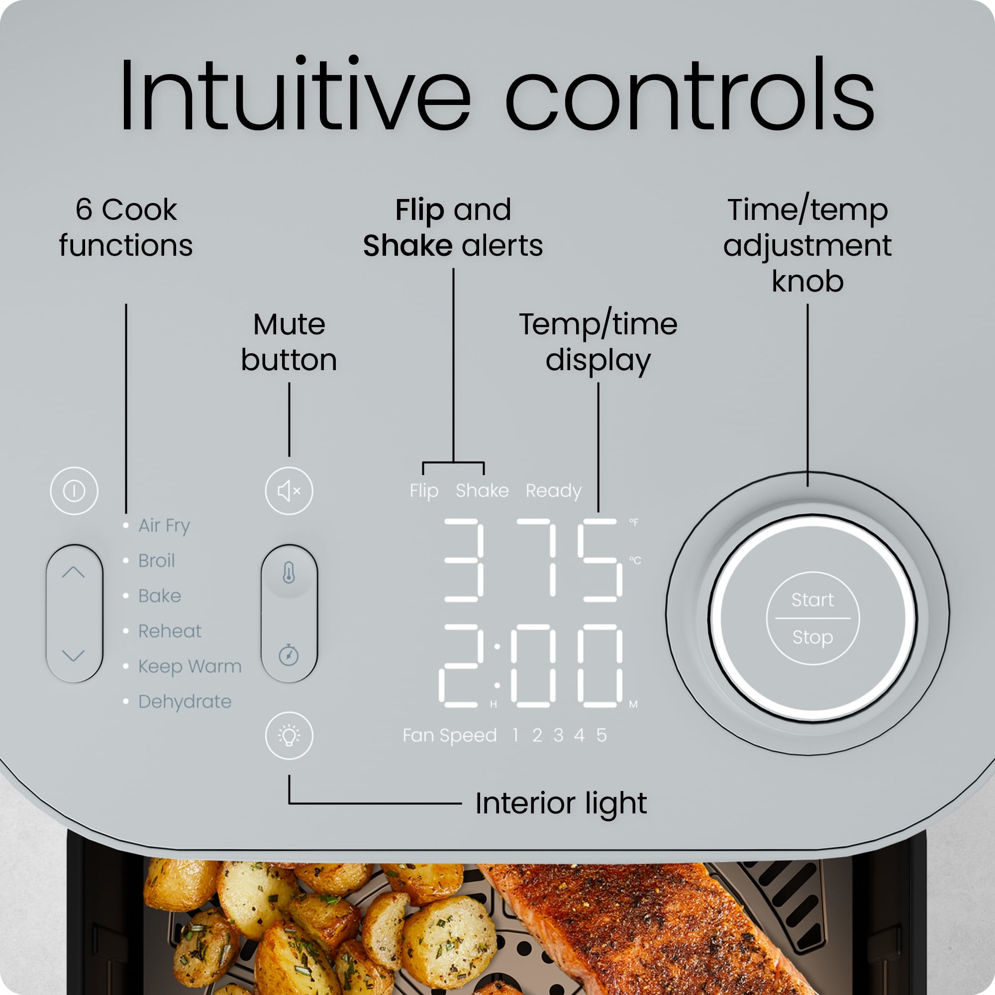 Chefman 8 Qt. Crispinator Air Fryer w/ Powerful DC Motor & 450°F Max Temp, Concrete
