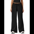 thumbnail image 1 of Pantalones Deportivos Casuales Holgados de Pierna para Mujer, Rectos, de Tiro Bajo, con Bolsillos con Cordón Elástico Negro XL, 1 of 7