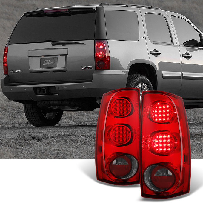 Fit 20072014 GMC Yukon Yukon XL Yukon Hybrid LED Red Tail Lights