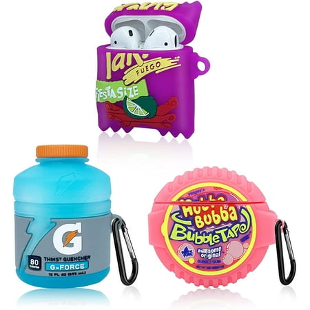 (3 Pack) Cute Airpod Case for Airpods 2&1, 3D Kawaii Silicone Cartoon Food Funny Protective Cover Accessories Skin