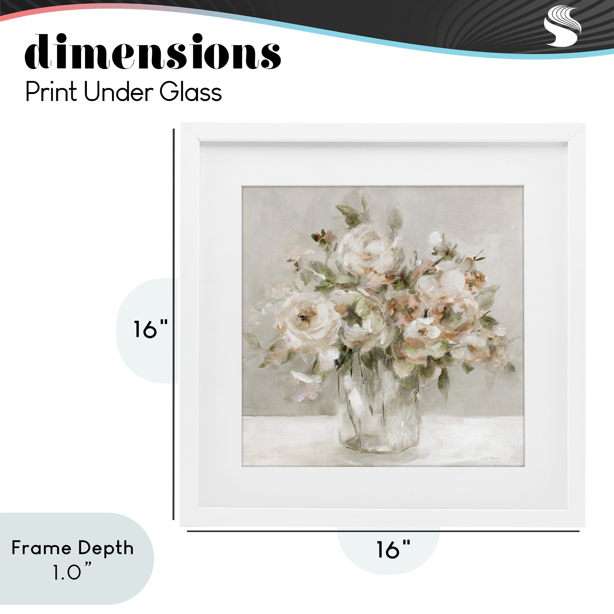 Stupell Industries Soft Neutral Floral Still Life White Framed Print Under Glass, design by Carol Robinson