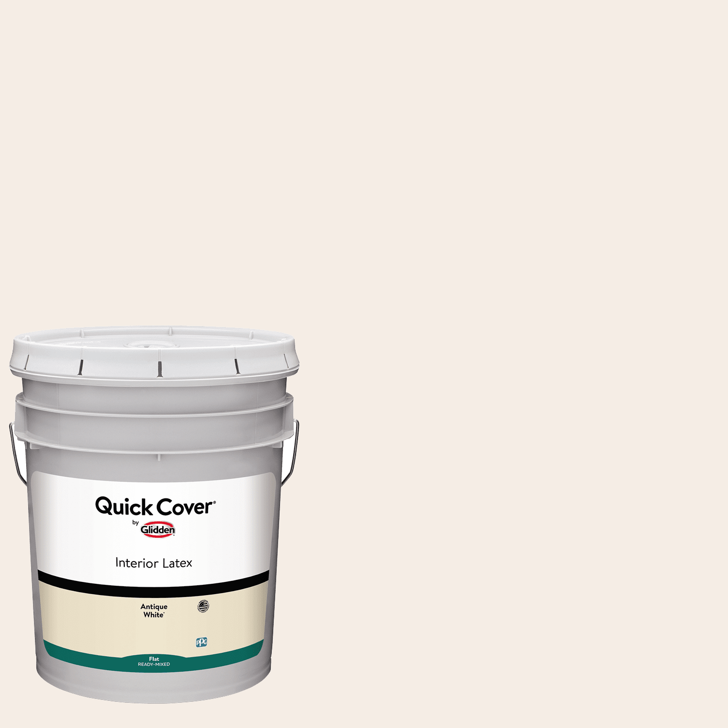 Glidden Quick Cover Interior Latex Paint Flat, Antique White, 5 Gallon