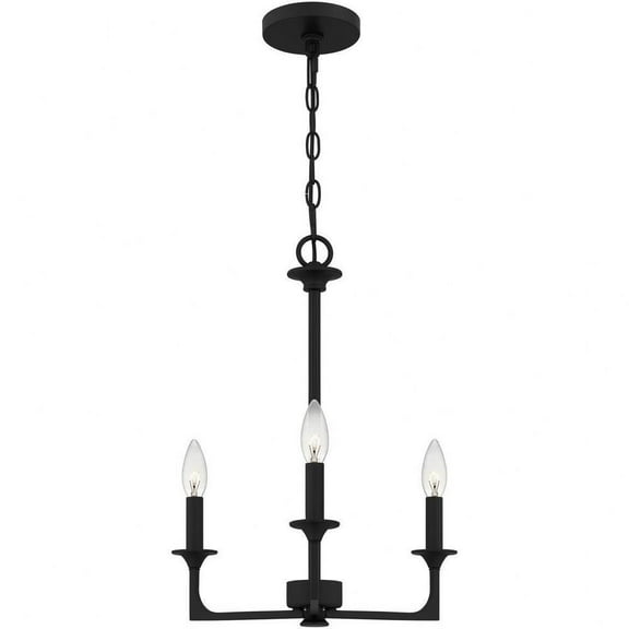 3 Light Chandelier in Transitional Style-20 inches Tall and 16 inches Wide-Matte Black Finish Bailey Street Home 71-Bel-4885063