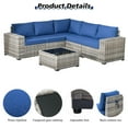 thumbnail image 7 of Vcatnet 6 Pieces Patio Furniture Outdoor Sectional Sofa Wicker Conversation Set with Coffee Table for Garden,Poolside,Navy blue, 7 of 7