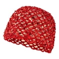 thumbnail image 4 of Valora Glitter Sequin Mesh Boho Hollow Out Beret For Beach Travel Party Fashion Hat Red, 4 of 4