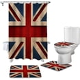 thumbnail image 2 of FMSHPON England Britain 4 Piece Bathroom Set Shower Curtain Bath Rug Contour Mat and Toilet Lid Cover, 2 of 8