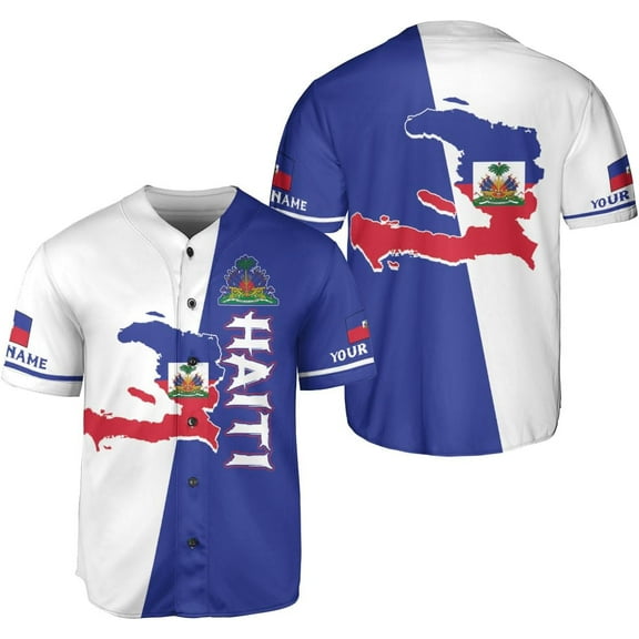 Mostprints Personalized Name Haiti Baseball Jersey, Customized Haitian Baseball Jerseys for Men Women Haitian Flag Shirt 3D (2XL)