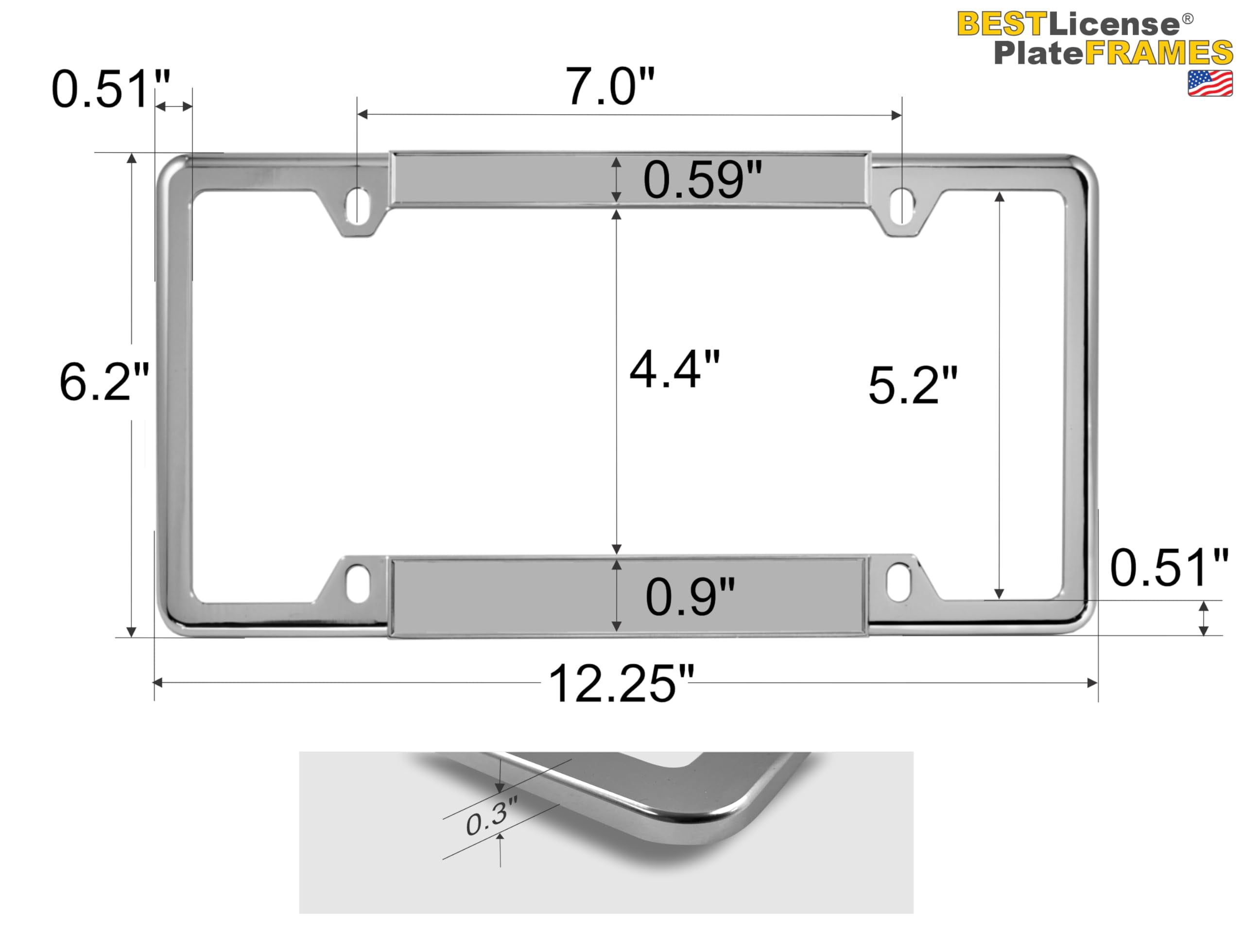 [Officially Licensed US Marine Corps Product] - Veteran USMC with EGA Emblem - Domed Custom-Made Personalized Thin Top 4-Hole Metal Car License Plate Frame with Free caps - Black Frame (Qty: 1)