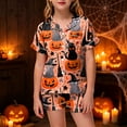 thumbnail image 2 of Enyan Girls Halloween Pajamas Short Sleeve Pumpkin/Ghost Pjs Set Kid Toddler Jammies Sleepwear Loungewear Set Girl Pajamas(Orange), 2 of 5