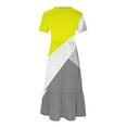 thumbnail image 4 of Penkiiy Women's Summer Casual Short Sleeve Crewneck Geometric Print Dress Casual Flowy Tiered Maxi Beach Dress With Pockets XL Yellow, 4 of 4