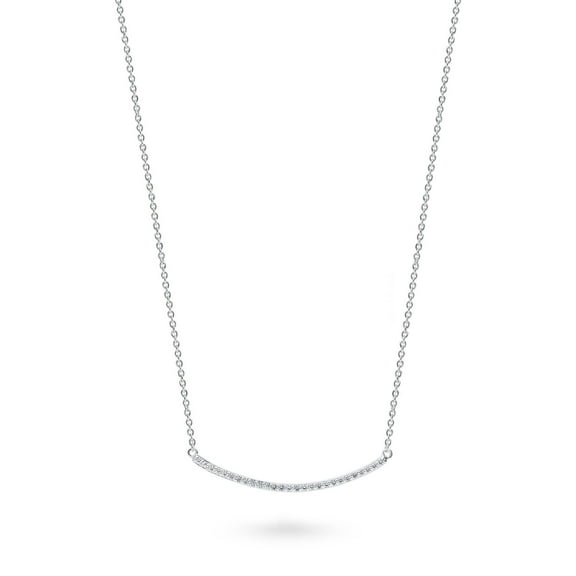 BERRICLE Sterling Silver Bar Cubic Zirconia CZ Fashion Pendant Necklace for Women 16 inch, Rhodium Plated