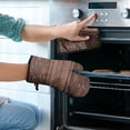 thumbnail image 2 of Brown Boho Tribal Hexagons and Stripes Pattern Kitchen Oven Mitt and Pot Holder Sets 2 Pcs for Baking, Cooking and Grilling, Heat Resistant Up To 392 °F, 2 of 7