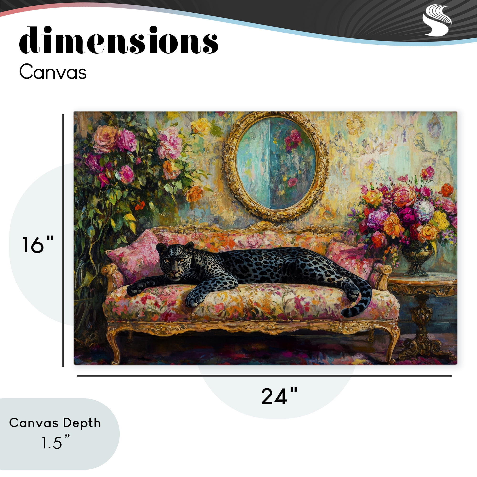 Stupell Industries Lounging Leopard on Floral Sofa Canvas Wall Art, design by Petal Prints Design