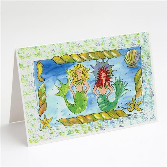 Mermaid Blonde & Red Head Greeting Cards & Envelopes - Pack of 8