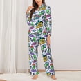 thumbnail image 2 of Yiaed Space Monster Print Pajamas Women's Long Sleeve Sleepwear Soft Button Down Loungewear Pjs Lounge Set Nightwear Womens Pajama Pants-XX-Large, 2 of 7