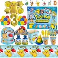 thumbnail image 2 of Birthday Decorations Tableware Plates Napkins Balloons Bag Card Backdrop Kids Pikachu Happy birthday Decor Supplies, 2 of 5