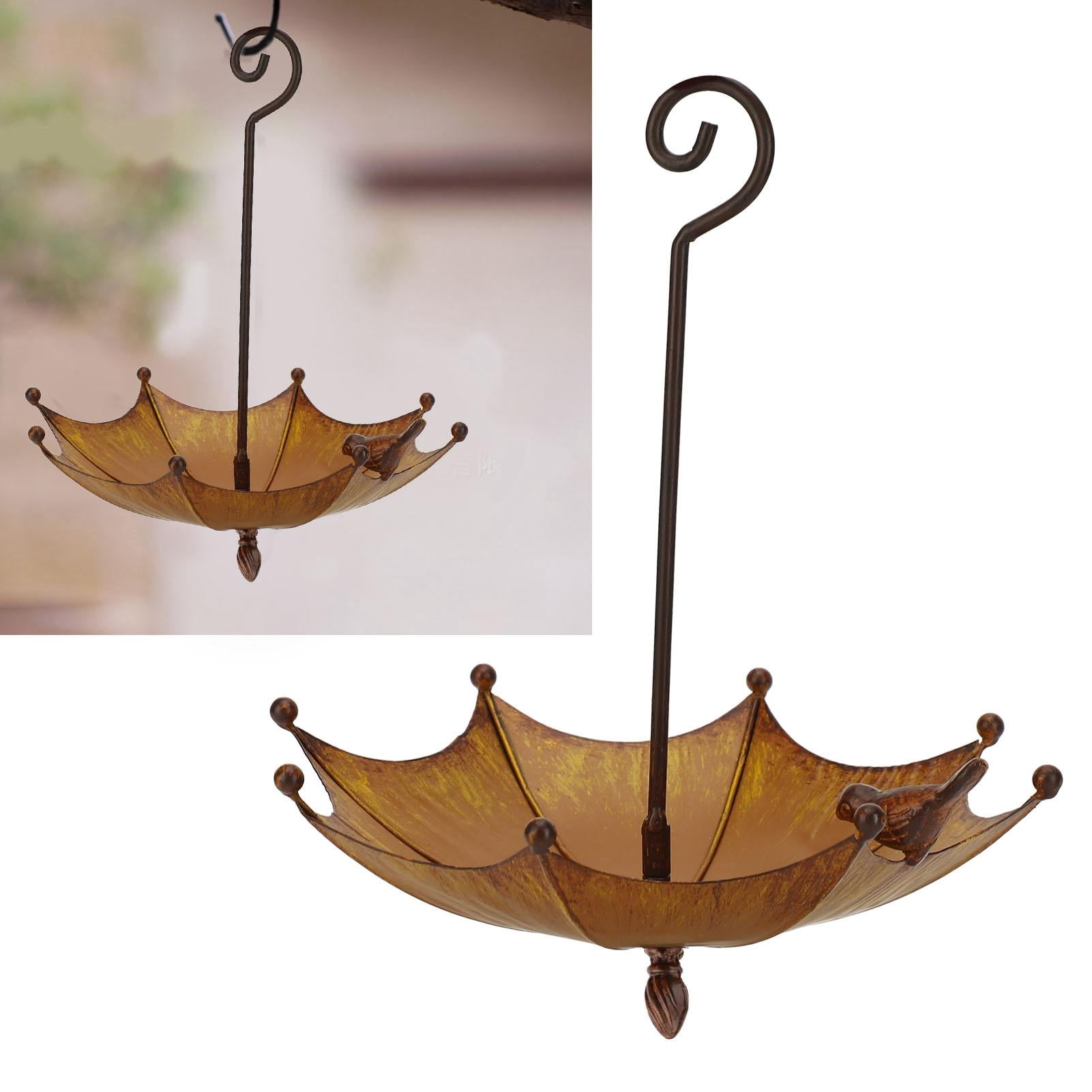 Yajisi Metal Iron Umbrella Bird Feeder, Hanging Wild Bird Feeding Station for Yard & Garden (24x23x10cm)