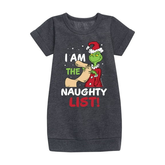 Dr. Seuss - The Grinch I Am The Naughty List - Toddler And Youth Girls Fleece Dress
