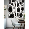thumbnail image 4 of Black Grey Sheer Curtains 63 Inch Length 2 Panels Set, Geometric Gold White Hexagon Modern Voile Window Treatment Rod Pocket Curtains Sheers Drapes for Bedroom/Living Room/Kitchen 52x"63"x2, 4 of 7