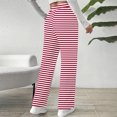 thumbnail image 5 of DDAPJ pyju Striped Sweatpants for Women Thin Fleece Lined Pants Elastic High Waisted Straight Leg Trousers with Pockets Pantalones de estar por casa Red L, 5 of 8