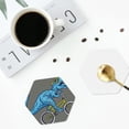 thumbnail image 5 of Kll Hexagon Drink Coasters Set Of 4,Pu Leather Absorbent Coasters Set Decorative Coffee Cup Coasters Housewarming Gift For Home Decor-Fun Riding Dinosaur, 5 of 9