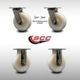 thumbnail image 2 of 6 Inch 316 Stainless Steel Nylon Caster Set w/Delrin Bearing 2 Swvl Lock 2 Rigid, 2 of 2