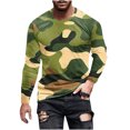 thumbnail image 2 of VBTAPA Long Sleeve T-shirt for Men Camouflage Graphic Tees Slim Fit Crewneck Pullover Casual Stylish Tee Tops 50% Percent off Deals Today Dark Green M, 2 of 5