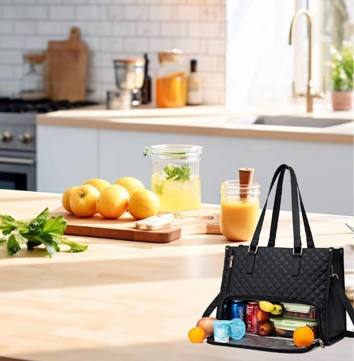 2 In 1 Tote Bag Lunch Bag Combo, 2-In-1 Tote Bag Insulated Lunch & Travel Tote, 2 In 1 Lunch Bag and Work Tote, 15.6 Inch Tote Bag with Lunch Compartment (White)