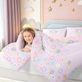 thumbnail image 3 of meiyoeat Floral Flower D Initial Rainbow Full Size Bedding Sets, Watercolor Galaxy Stars Full Size Bed in a Bag for Girls, Pink Reversible, 7pcs, 3 of 6