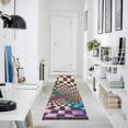thumbnail image 4 of Yayeee Runner Rug for Bedroom 2'x6' Machine Washable Hallway Non Slip Mat, Beige Wavy Plaid, 4 of 8