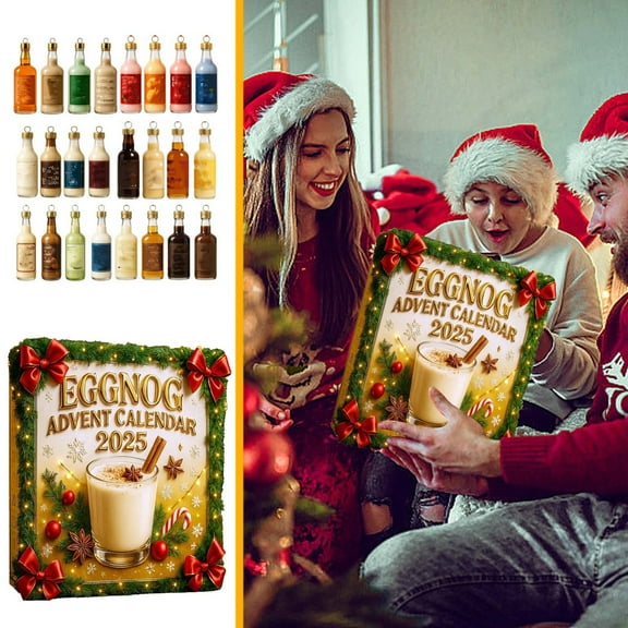 Wuztai Eggnog Advent Calendar 2025, 24-Day Holiday Countdown with Festive Treats, Christmas Countdown Calendar