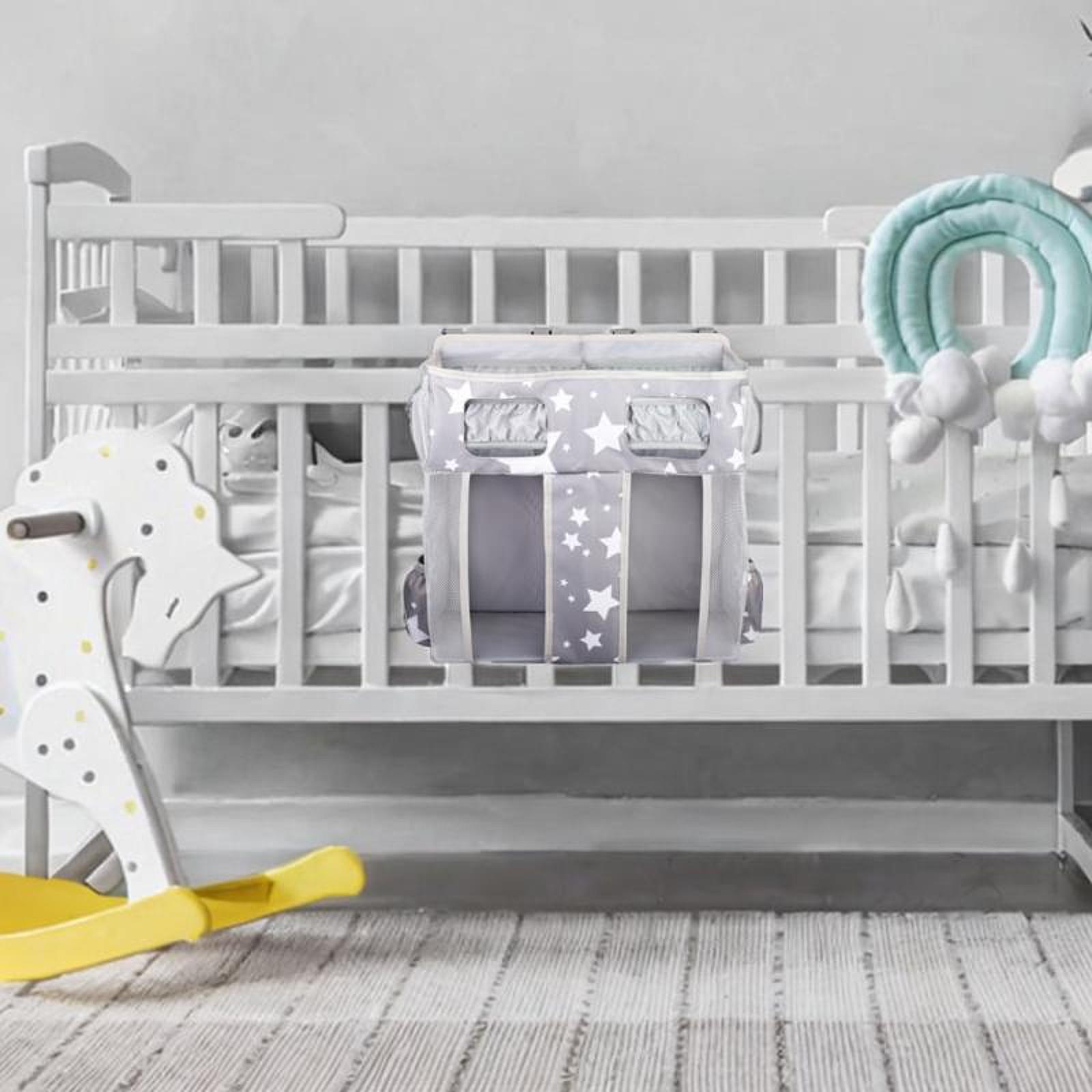 WeiLaiKeQi Hanging Diaper Organizer Spacious Changing Table Playard Baby Diaper Stacker Gray White Stars