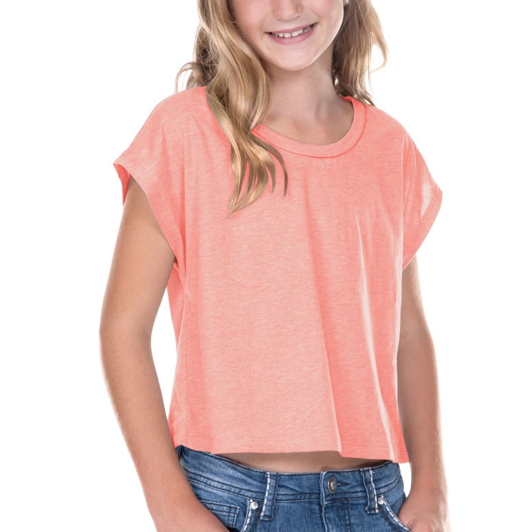 Kavio! Big Girls 716 Jersey Boxy Crop Tee Flamingo M