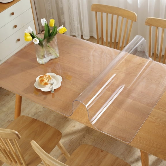 Clear PVC Desk Mat Transparent Tabletop Protector Vinyl Cover for Scratches Spills Stain Resistant Desk Pad for Home Office 11.8x11.8 in