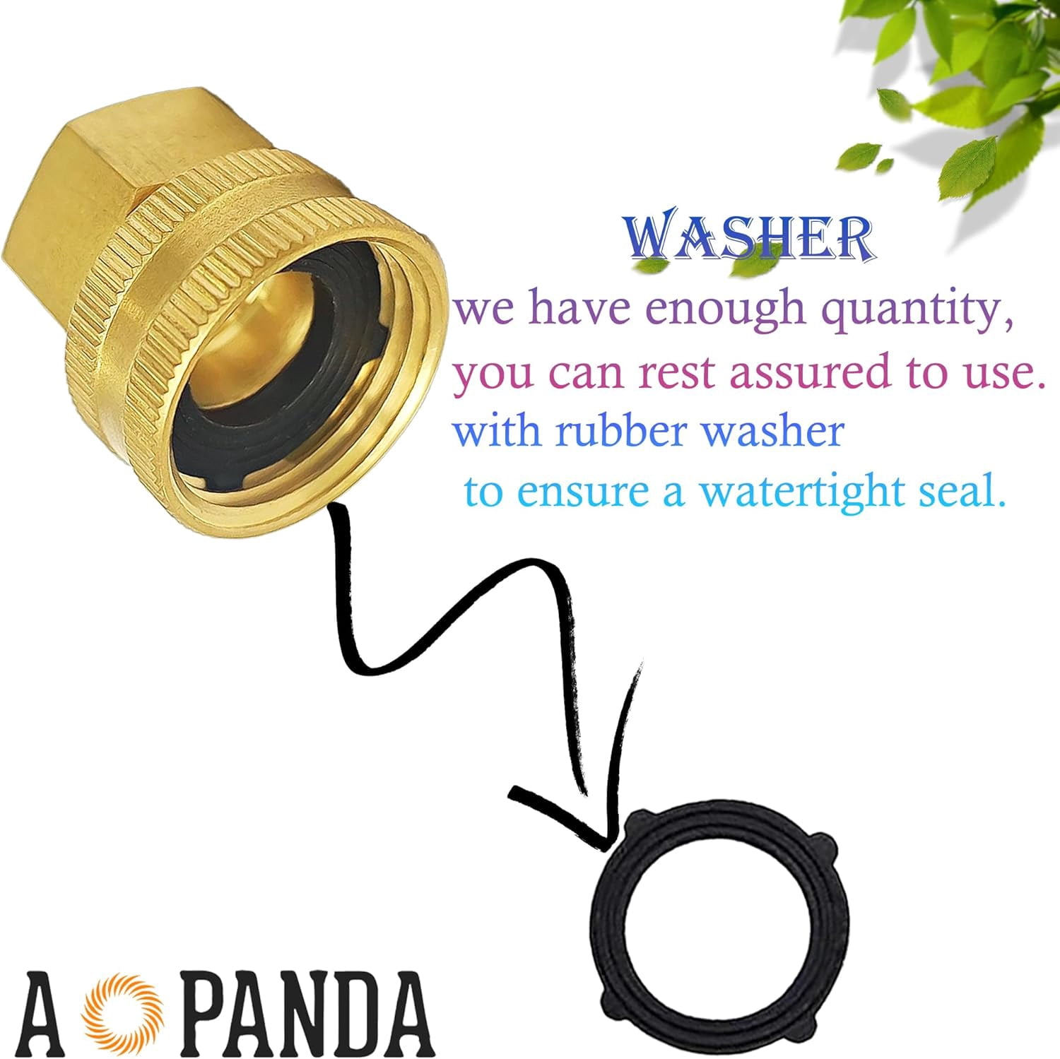 HRTGFD-Brass Garden Hose Threaded 3/4 GHT Female to 1/2 NPT Female Fitting Connect, Quick Swivel Connector Adapter,Double Female Thread 3/4 GHT x 1/2 NPT Pipe, 1 Pack and 2 pcs hose washers.