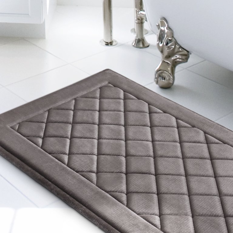 Microdry Diamond Charcoal-Infused Memory Foam Bath Mat, 17 inch x 24 inch, Dark Gray