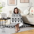 thumbnail image 4 of Wearable Blanket,Black Geometric Triangle Gear Pattern Hooded Wearable Flannel Blanket for Adults & Teens with Buckle,Winter Poncho Shawl Wrap Cape,50"x60", 4 of 5