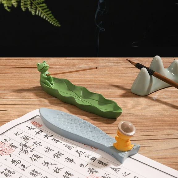 Incense Holder, Leaf and Cute Animal Incense Burner Holder, Resin Insense Stick Ash Catcher for Home Decor, Meditation Room, Yoga