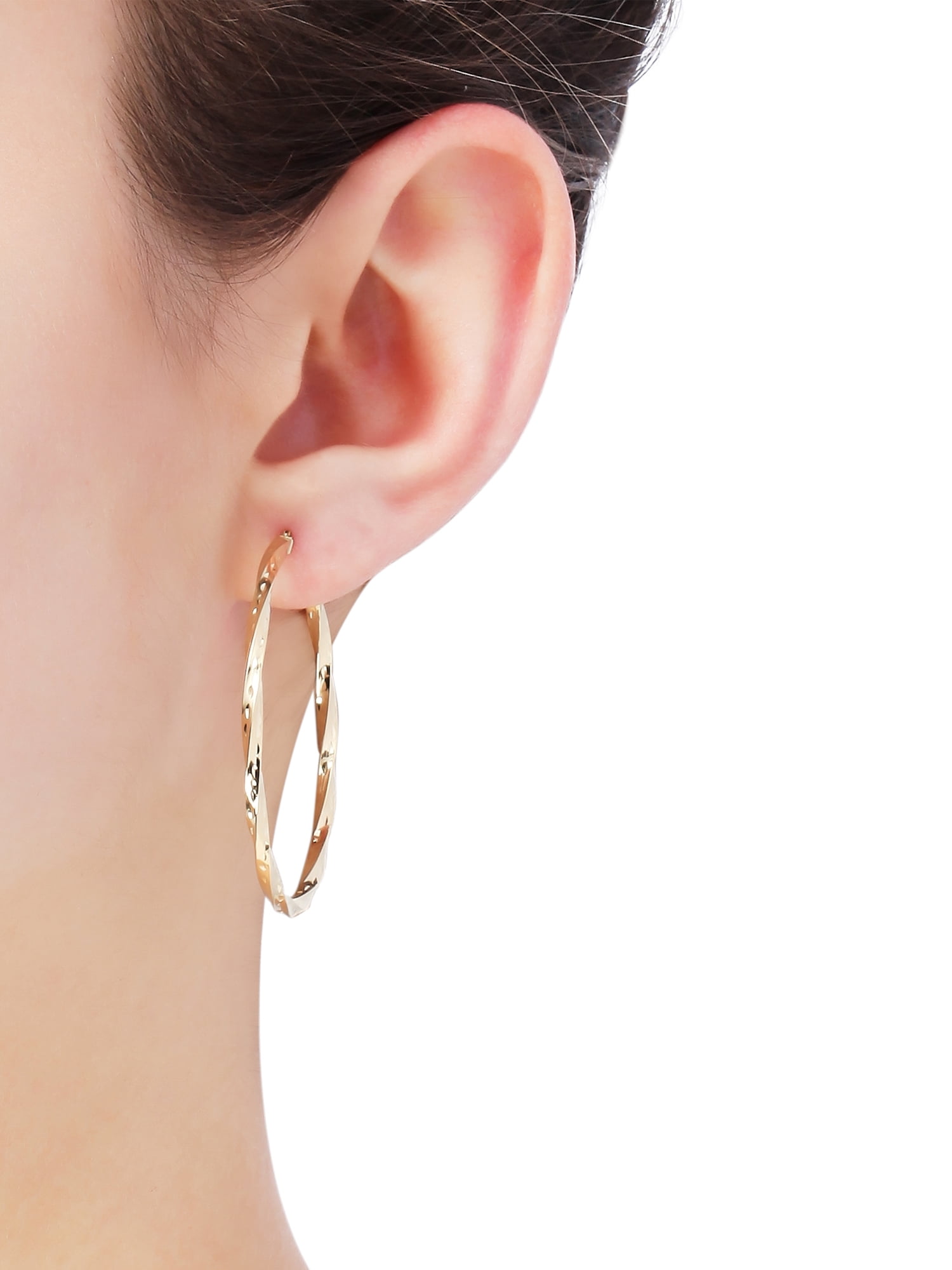 Brilliance Fine Jewelry 10K Yellow Gold Hollow Round Twist Hoop Earrings