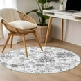 thumbnail image 4 of Round Rugs 3.3Ft, Gray Botanical Round Area Rug Washable Indoor Throw Carpet, Watercolor Spring Floral Summer Soft Non Slip Circle Rug for Laundry Room Patio Home Decor Aesthetic, 4 of 8