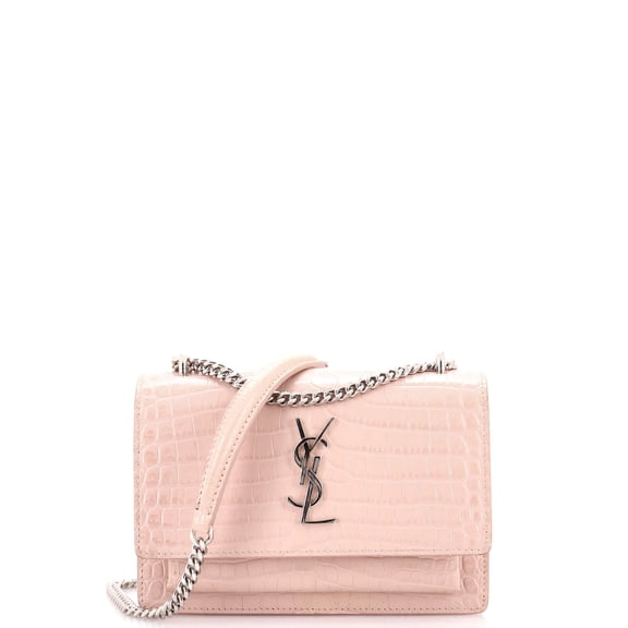 Pre-Owned Sunset Chain Wallet Crocodile Embossed Leather By Rebag