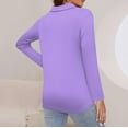 thumbnail image 7 of Work Blouses for Women Women's Spring And Fashion Casual Solid Color Printed Zipper V-Neck Long Sleeve Shirt Tops, 7 of 7