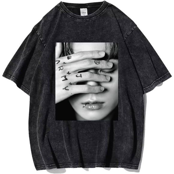 Jungkook T-Shirt Seven 7 Album Merch Vintage Distressed Decolor Dirty-Liked Cotton Black Loose Tee