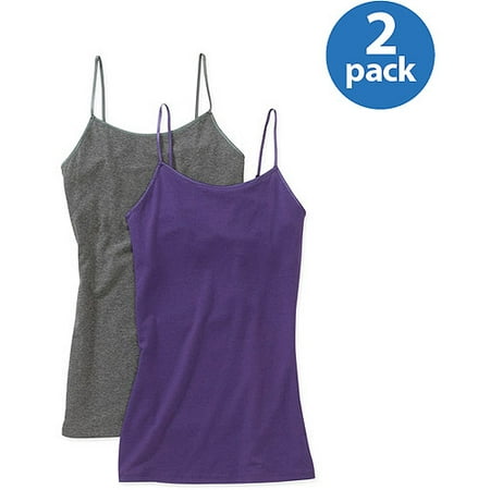 No Boundaries Juniors Shelf Bra Cami, 2-Pack