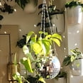 thumbnail image 2 of 1Pc Hanging Planter Disco Ball Decor, Disco Ball Planter, Plastic And Glass Hanging Disco Ball, Space-Saving Spherical Hanger With Metal Chain, For Indoor Outdoor, Plants, Makeup Brushes, Home Decor, 2 of 8