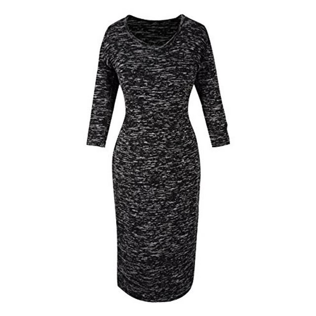 Peach Couture Robe Amincissante Chic Imprimée Manches 3/4 pour Travail, Affaires, Fête
