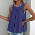 thumbnail image 4 of Women's Summer Tank Tops 2025 Pleated Crew Neck Tanks Double Layer Ruffle Tunic Shirt Flowy Blouse, 4 of 6