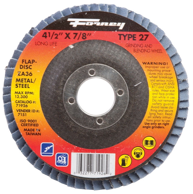Type 29 5/8-Inch-11 Threaded Arbor Forney 71920 Flap Disc 40-Grit 4-1/2-Inch 