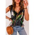 thumbnail image 4 of ABPHQTO Camiseta sin mangas con hombros descubiertos y encaje con estampado de hojas para mujer, 4 of 5